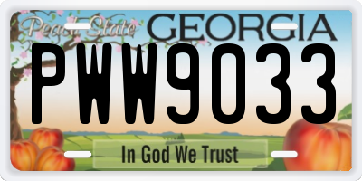 GA license plate PWW9033