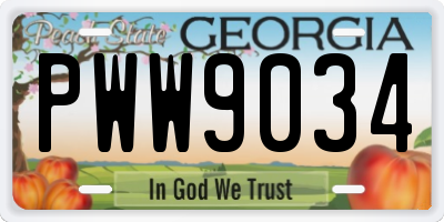 GA license plate PWW9034