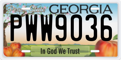 GA license plate PWW9036