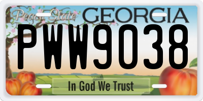 GA license plate PWW9038