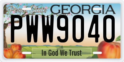 GA license plate PWW9040