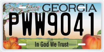 GA license plate PWW9041