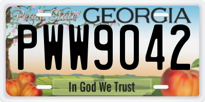 GA license plate PWW9042