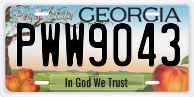 GA license plate PWW9043