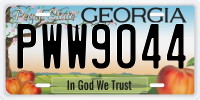 GA license plate PWW9044