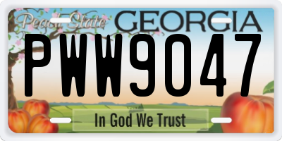 GA license plate PWW9047