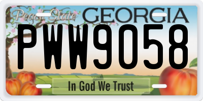 GA license plate PWW9058