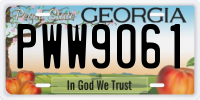GA license plate PWW9061