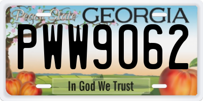 GA license plate PWW9062