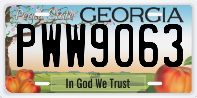 GA license plate PWW9063