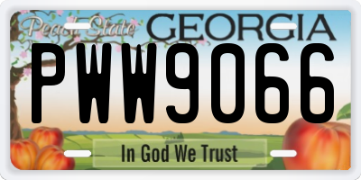 GA license plate PWW9066