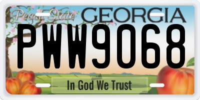 GA license plate PWW9068