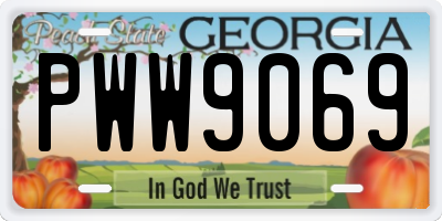 GA license plate PWW9069