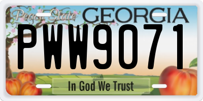 GA license plate PWW9071