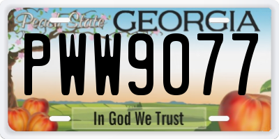 GA license plate PWW9077