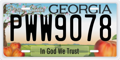 GA license plate PWW9078