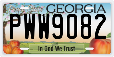 GA license plate PWW9082