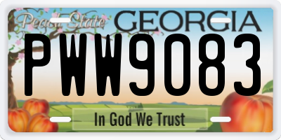 GA license plate PWW9083