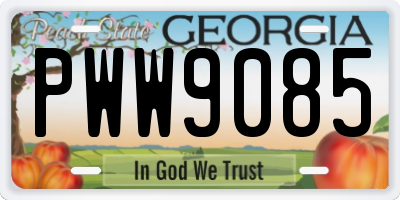 GA license plate PWW9085