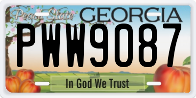 GA license plate PWW9087