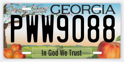 GA license plate PWW9088
