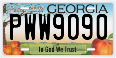 GA license plate PWW9090