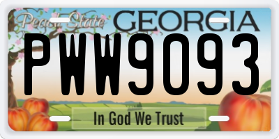 GA license plate PWW9093