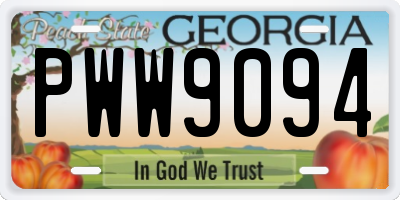 GA license plate PWW9094