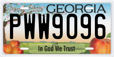 GA license plate PWW9096