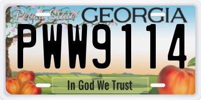 GA license plate PWW9114