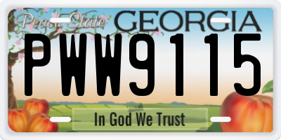 GA license plate PWW9115