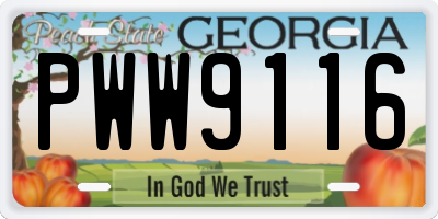 GA license plate PWW9116