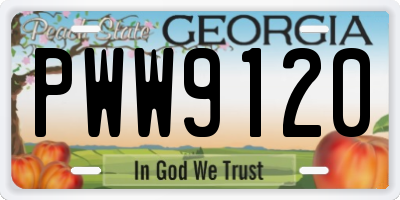 GA license plate PWW9120