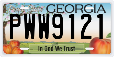 GA license plate PWW9121