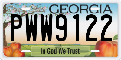 GA license plate PWW9122