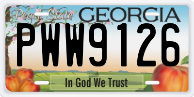 GA license plate PWW9126