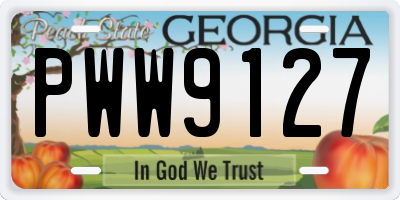 GA license plate PWW9127