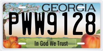 GA license plate PWW9128