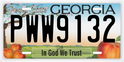 GA license plate PWW9132