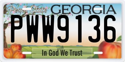 GA license plate PWW9136