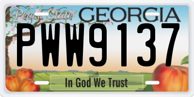 GA license plate PWW9137