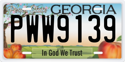 GA license plate PWW9139