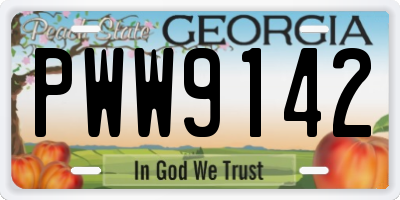 GA license plate PWW9142