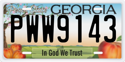 GA license plate PWW9143