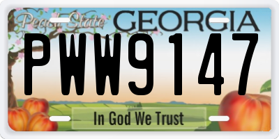 GA license plate PWW9147