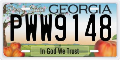 GA license plate PWW9148