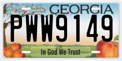 GA license plate PWW9149
