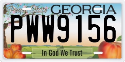 GA license plate PWW9156