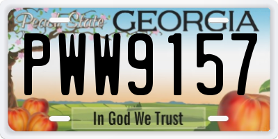 GA license plate PWW9157