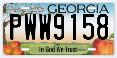 GA license plate PWW9158
